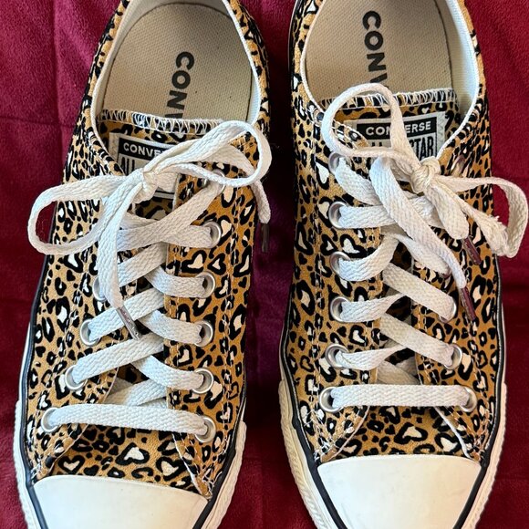 Cool Cheetah Print Converse All Star Shoes - Picture 1 of 4